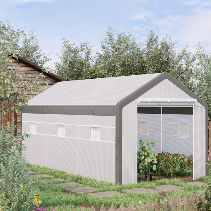 Outsunny 20' X 10' X 9' Walk-in Greenhouse With Roll Up Doors & 6 Windows Plant Growth Warm House Ou