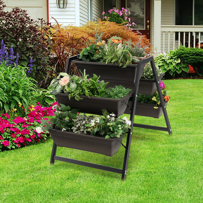Costway 31"h Raised Garden Bed 3-tier Vertical Planter W/5 Plant Boxes Indoor Outdoor