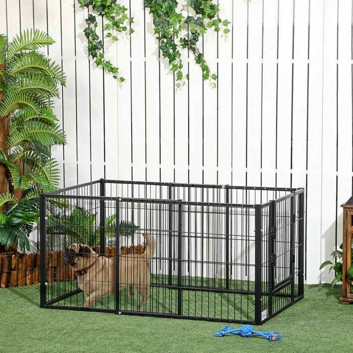 Pawhut 6 Panel 32.5\" - 59\" X 31\" Dog Playpen, Heavy Duty Pet Playpen With Door, Adjustable Dog Exerc