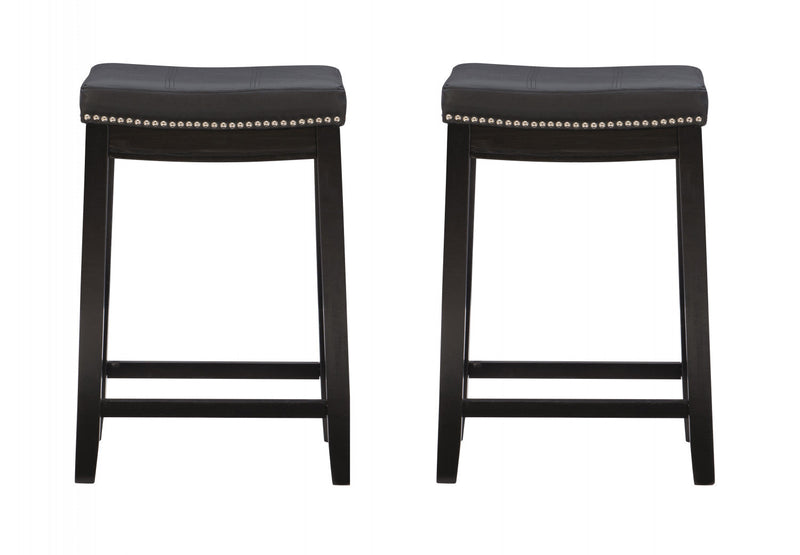 Claridge Faux Leather Black Backless Counter-Height Stool - Set of 2