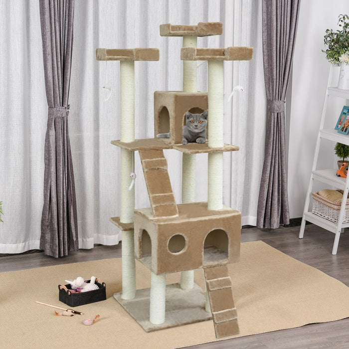 Pawhut Cat Tree For Large Cats Adult, 70.5\" Cat Tower, Multilevel Cat Furniture Activity Center With