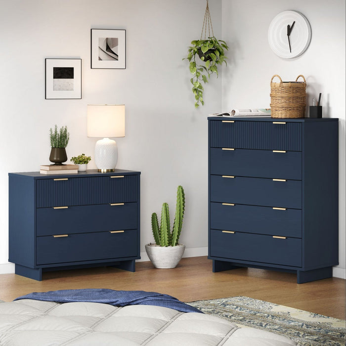 Granville Modern 2-Piece Dresser Set in Midnight Blue 
