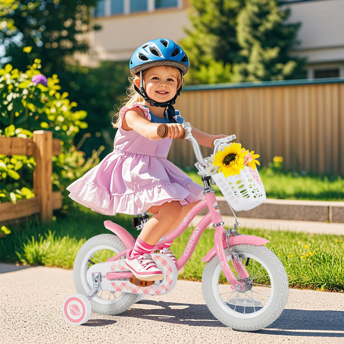 Costway 12" Kid's Bike For 3-4 Years Old Children Bicycle With Front Handbrake Red