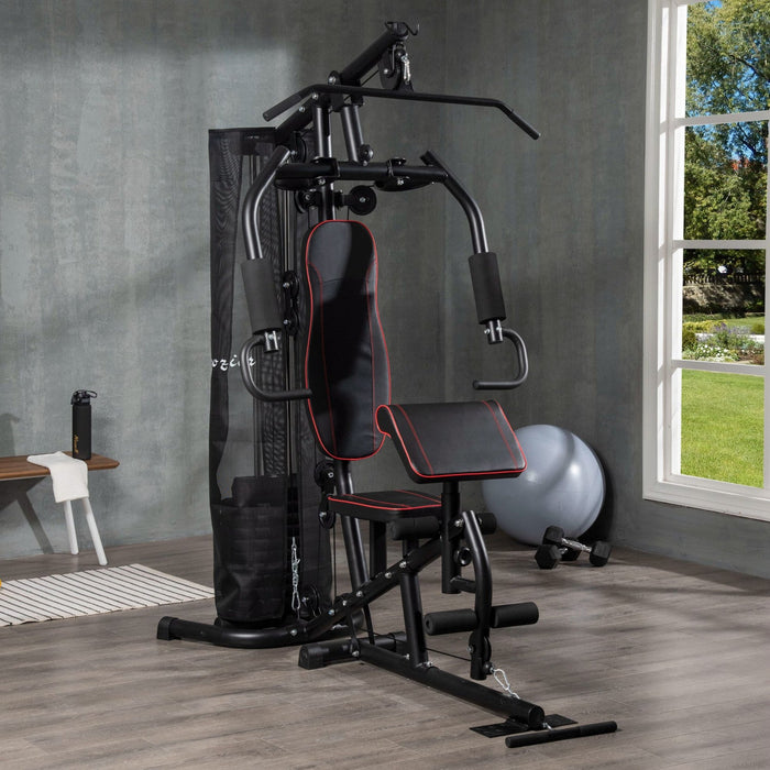 Soozier Home Gym, Multifunction Gym Equipment Power Tower With 100lbs Weight Stack For Back, Chest, 