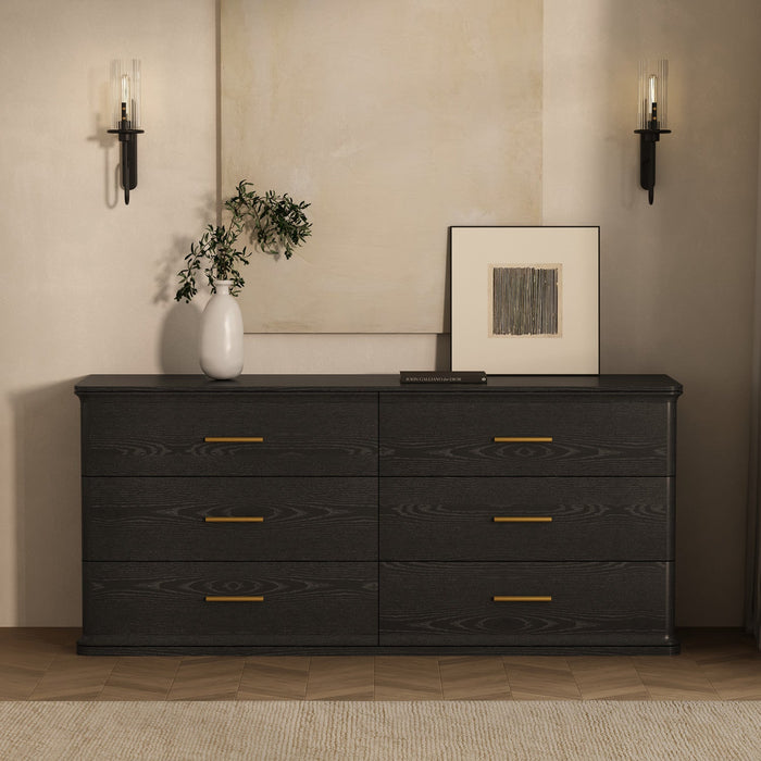 Clifford Traditional Dresser in Black (6-Drawer) 