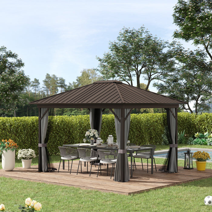 Outsunny 10' X 12' Hardtop Gazebo Canopy With Galvanized Steel Roof, Aluminum Frame, Permanent Pavil