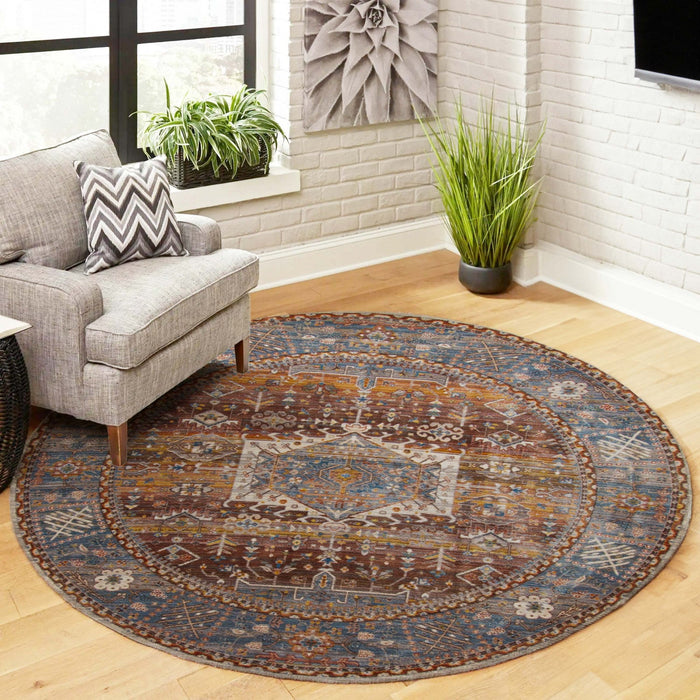 Dulce Traditional 5'0\" x Area Rug in Multi Indoor Area Rug 