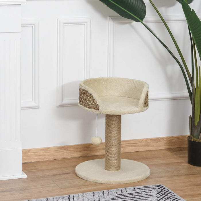Pawhut Small Cat Tree With Scratching Post, Perch, Toy Ball, Cat Tower For Indoor Cats - 16\" X 16\" X