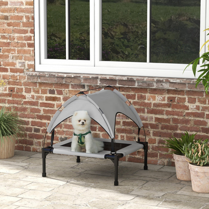 Pawhut Elevated Dog Bed With Canopy, Cooling Dog Cot Bed For Camping, Portable Raised Pet Cot With W