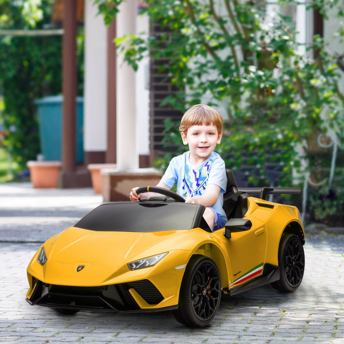 Qaba 12v Electric Powered Ride-On Car For Kids, Lamborghini Huracan Licensed Kids Car With Remote Co