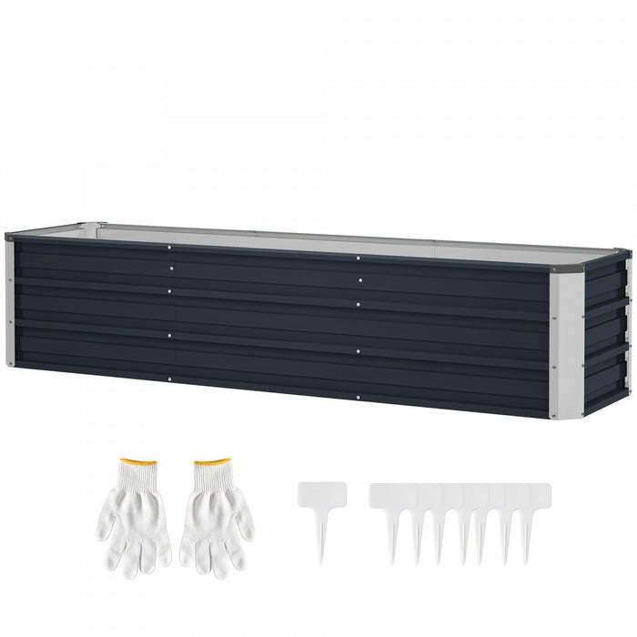 Outsunny 6' x 1.5' x 1.3' Galvanized Raised Garden Bed, Elevated Large Metal Planter Box w/ Install Gloves for Backyard, Patio to Grow Vegetables, Herbs, and Flowers, Dark Grey