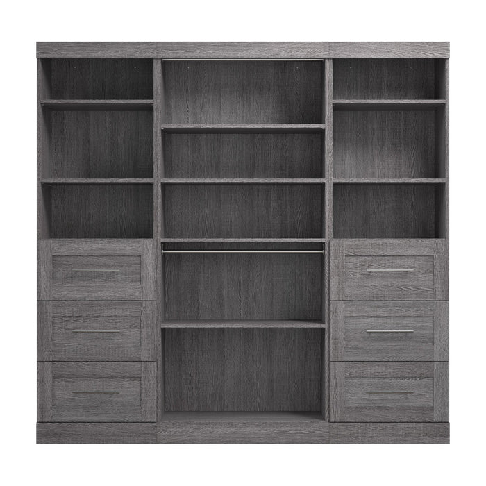 Bestar Pur 86 W Closet Organization System with Drawers - Bark Grey