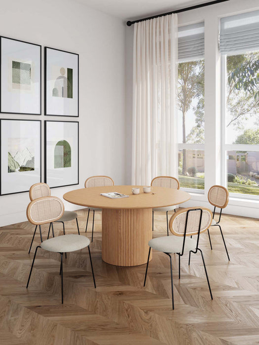 Hathaway and Jardin Modern Industry Chic 7-Piece Dining Set in Oatmeal and Natural Dining Room Set 