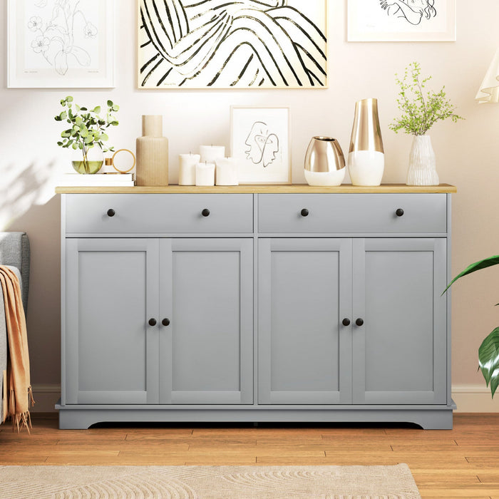 HOMCOM Sideboard Cabinet with Storage Drawers Adjustable Shelves Grey