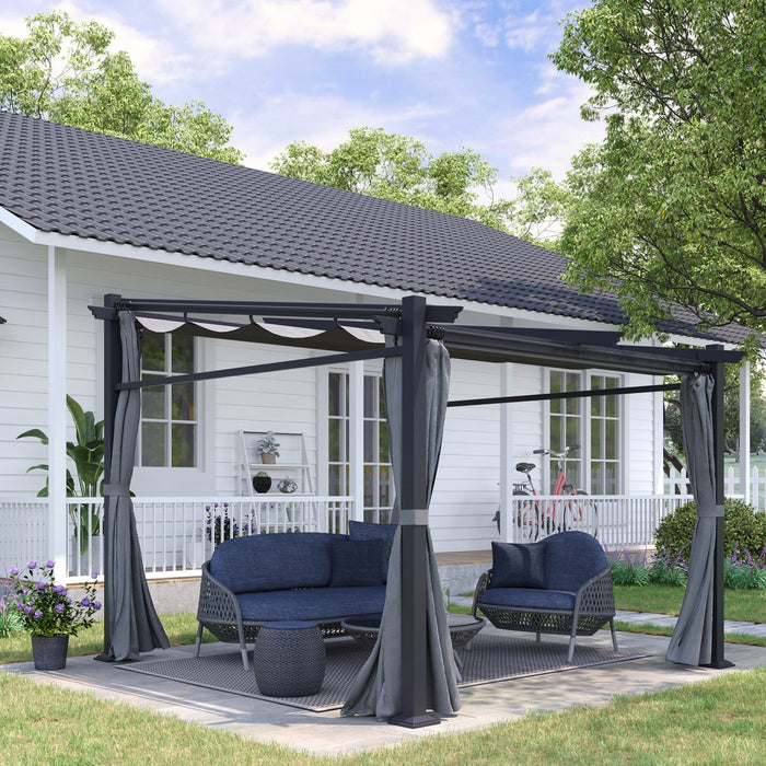 Outsunny 10' X 10' Metal Pergola With Sliding Roof Canopy, Retractable Pergola Canopy For Outdoor, P
