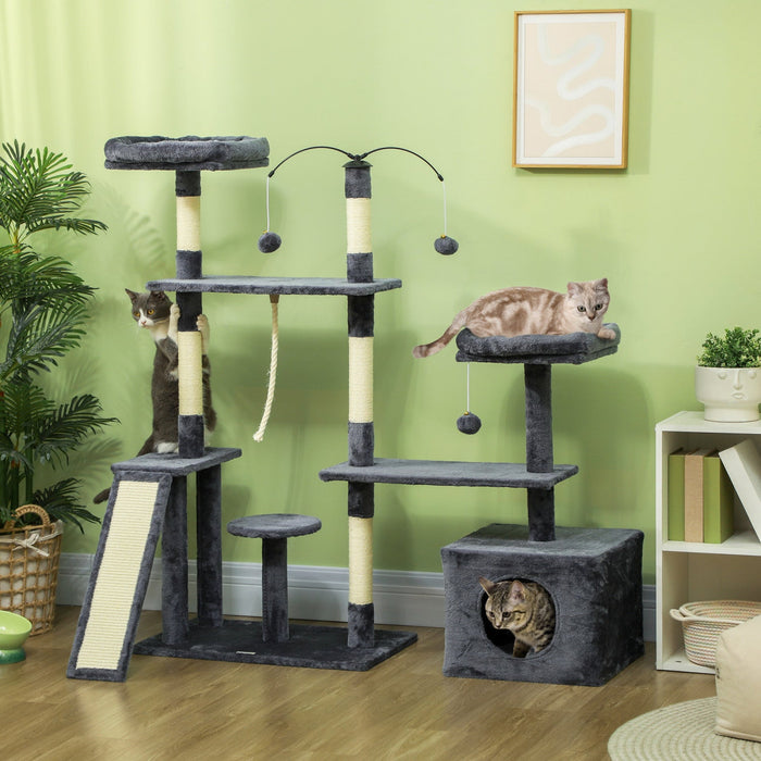 Pawhut 53\" Cat Tree, Multi-level Cat Tower For Indoor Cats With Sisal Scratching Posts, Cat Condo, B