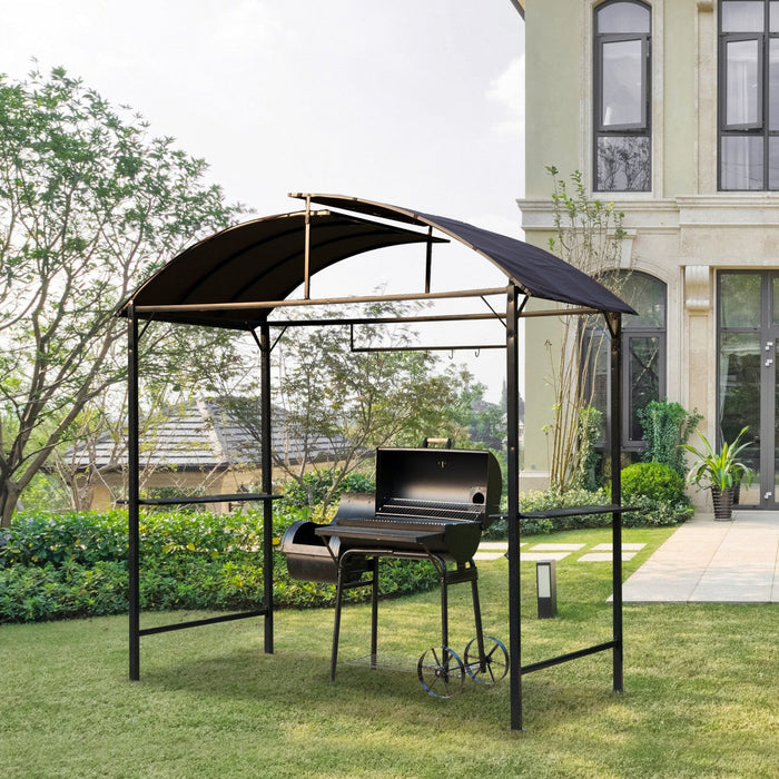 Outsunny 8x4ft Bbq Gazebo Tent Metal Frame Arch Canopy Garden Sunshade Portable Shelter Backyard Wit