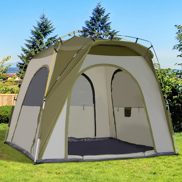 Outsunny Instant Automatic Camping Tent W/ 4 Doors And 4 Windows, Outdoor Easy Pop Up Tent, Portable