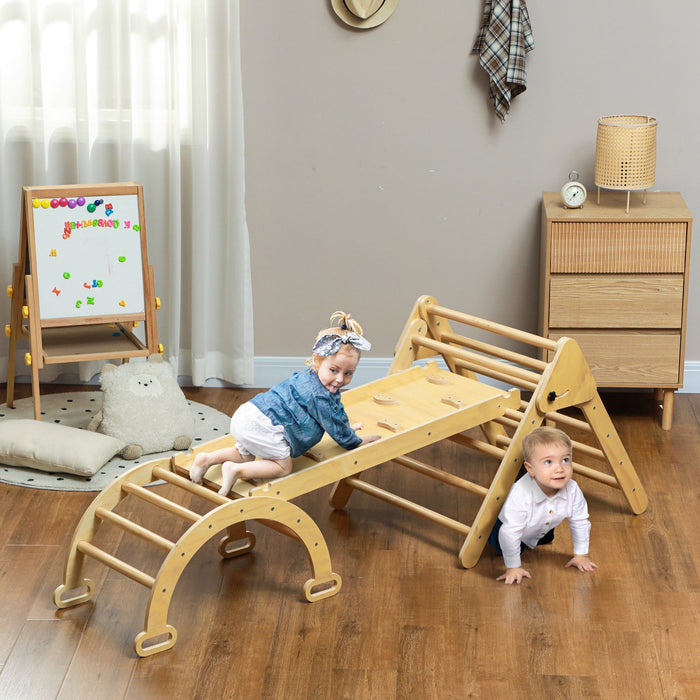 Qaba Pikler Triangle Set, 5 In 1 Climbing Toys For Toddlers, Indoor Baby Jungle Gym With Ladder, Ram