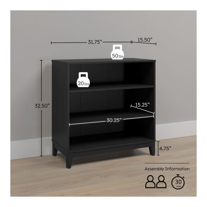 Modulr 2 Adjustable Shelves Bookcase - Black Oak 