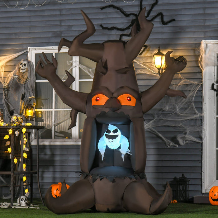 Homcom 8ft Ghost Blow Up From Dead Tree Inflatable Halloween Decoration