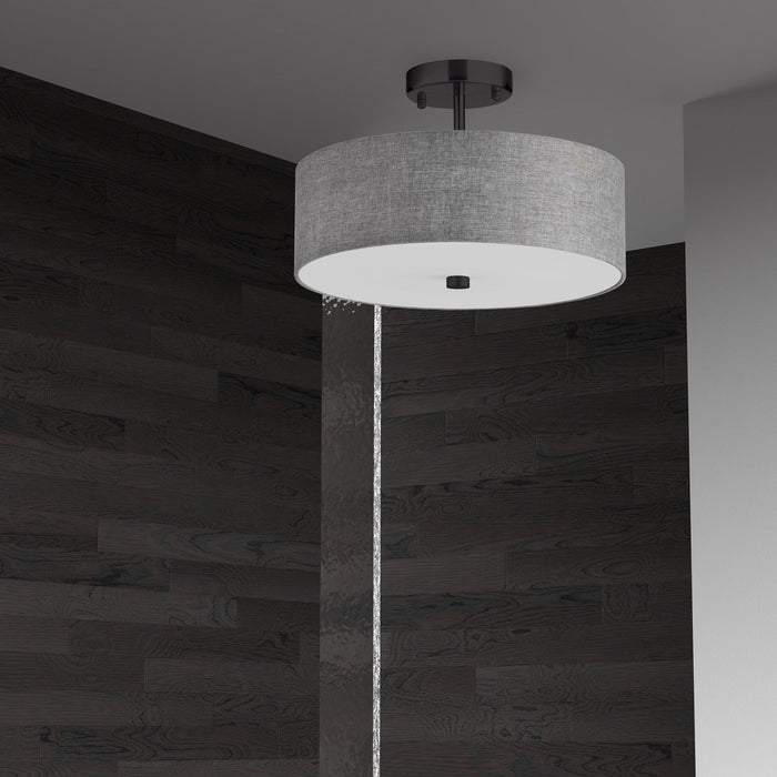 Dainolite Everly 3 Light Semi-flush Mount Matte Black Grey Shade Lamp