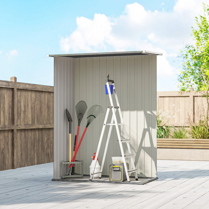 Outsunny Garden Shed, Metal Tool Shed w/ Sloped Roof, Lockable Door, Grey