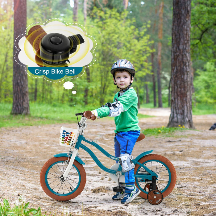 Costway 14" Kid's Bike With Removable Training Wheels & Basket For 3-5 Years Old Blue