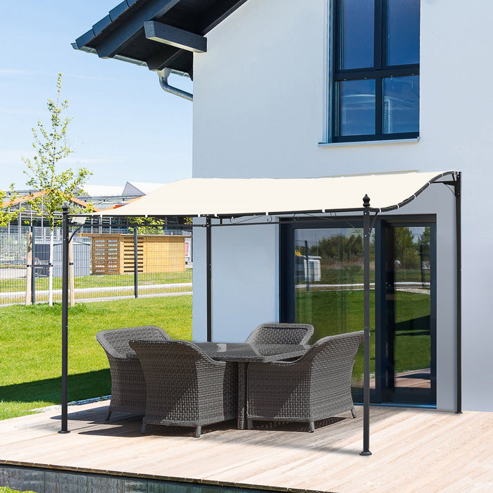 Outsunny 10'x10' Steel Gazebo Canopy Patio Outdoor Portable Sun Shelter Door Porch Cover Cream White