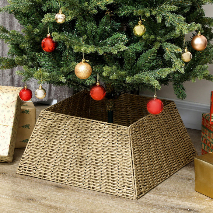 HOMCOM Rustic Christmas Tree Collar, Plastic Tree Base Cover