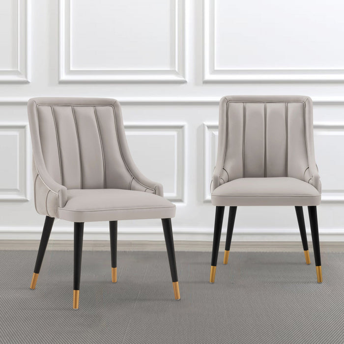 Eda Modern Wood Upholstered Dining Chair in Light Gray - Set of 2 