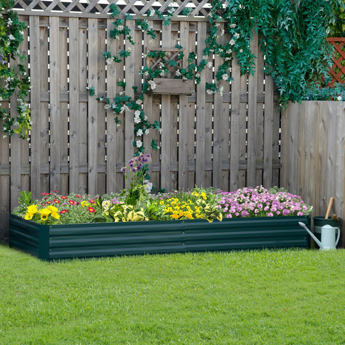Outsunny 95\" X 36\" X 12\" Galvanized Raised Garden Bed, Metal Elevated Planter Box, Easy Diy And Clea
