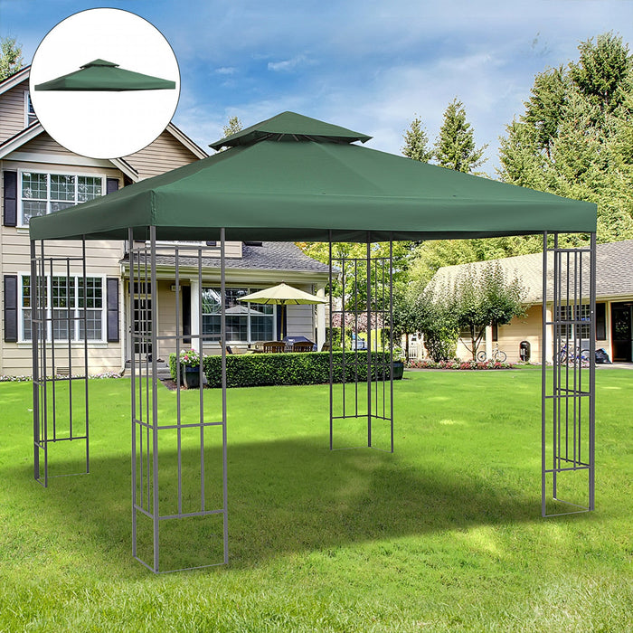 Outsunny 9.8' X 9.8' Square 2-tier Gazebo Canopy Replacement Top Cover Outdoor Garden Sun Shade, Gre