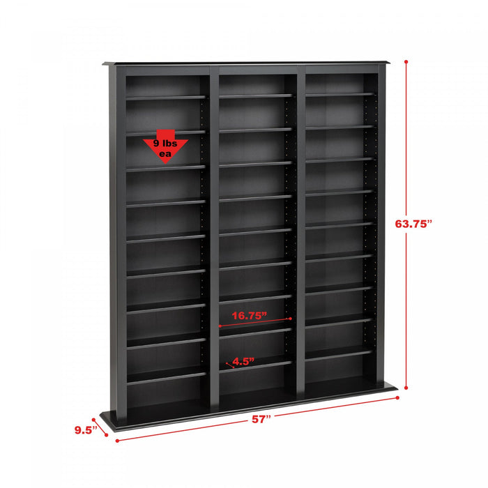 27 Adjustable Shelves Multimedia Storage - Black 