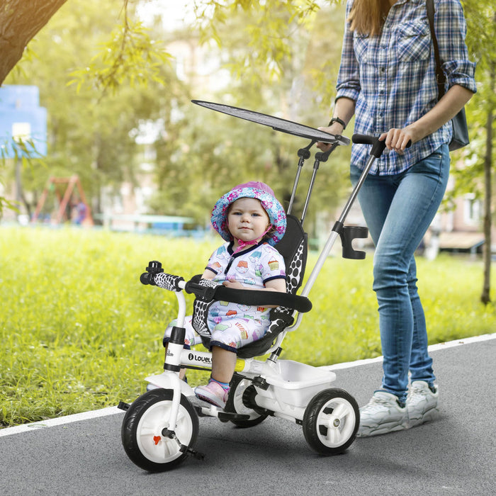 Qaba Kids Tricycle, 6 In 1 Push Bike Stroller With Removable Handlebar, Safety Fence And 5-point Har