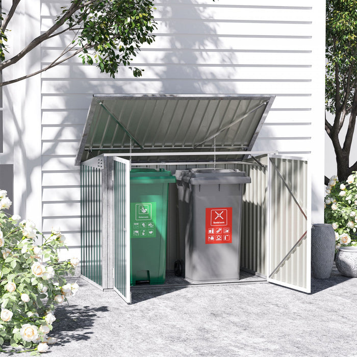 Outsunny 6x3 Ft Outdoor Storage Shed, Horizontal Garbage Can Organizer With Double Door And Lid Rubb