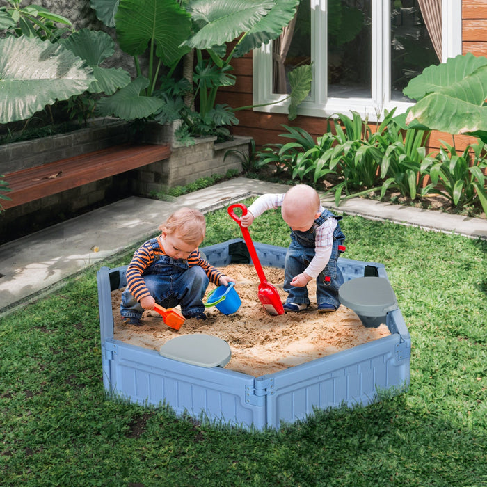 Diy Kids Sandbox With Waterproof Oxford Cover, Sand Playset Station With Bottom Fabric Liner, For 3-