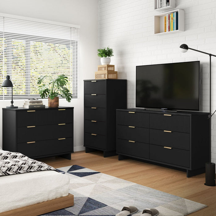 Granville Modern 3-Piece Dresser Set in Black 