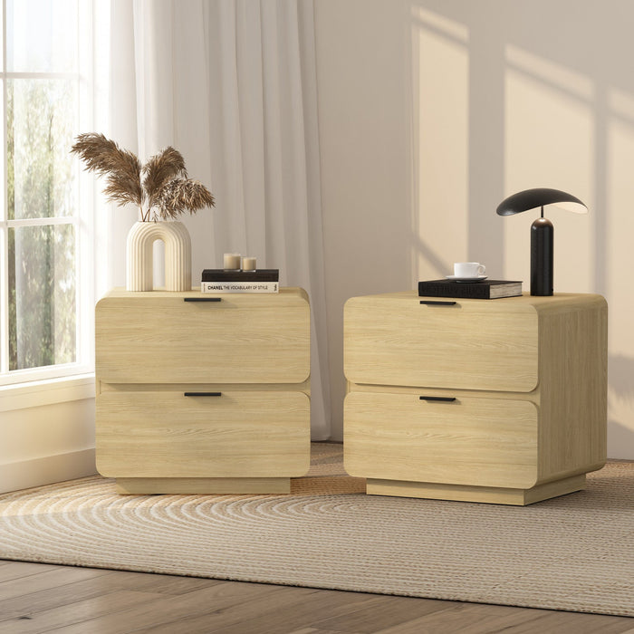 Chrystie Contemporary Modern 26\" Nightstand in Natural (2-Drawer) - Set of 2 