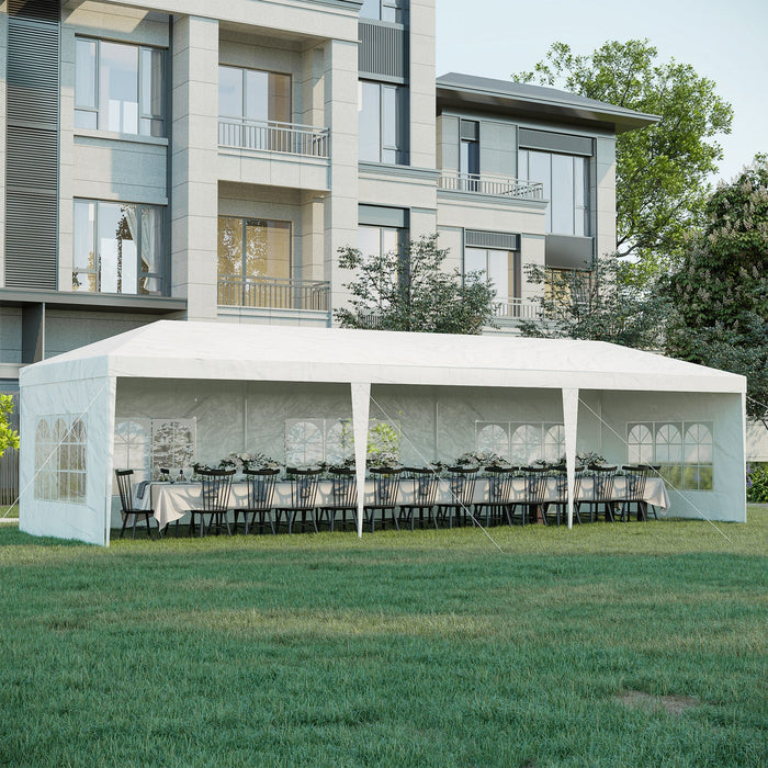 Outsunny 10 X 28ft Portable Party Tent, Gazebo Wedding Party Tent For Garden Dining And Outdoor With
