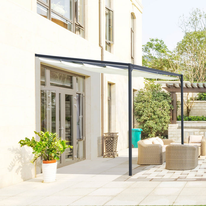 Outsunny 10'x10' Outdoor Pergola Gazebo With Retractable Canopy & Metal Frame & Pa Coated Sun Shelte
