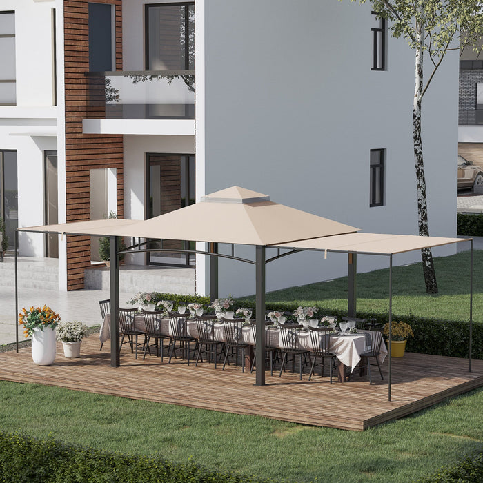 Outsunny 10' X 10' Outdoor Gazebo With Adjustable Dual Canopy, Double roof Gazebo Canopy, Three Size