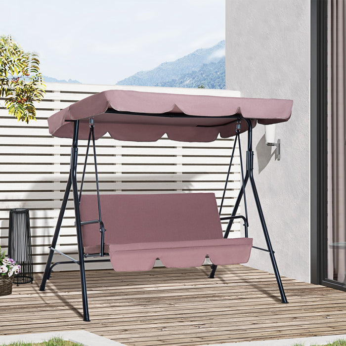 Outsunny 3-seat Patio Swing Chair, Outdoor Porch Swing Glider With Adjustable Canopy, Removable Cush