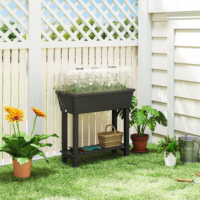 Outsunny 41L Self Watering Raised Garden Bed, Planter Box, Black
