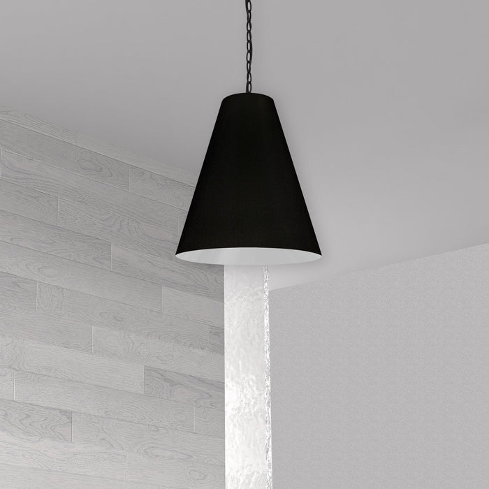 Dainolite Anaya 1 Light Pendant Medium Matte Black Black/White Shade Lamp