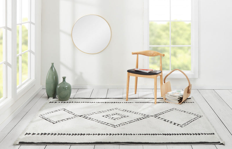 Zelda Contemporary 9'10\" x 12'10\" Area Rug in Ivory Indoor Area Rug 
