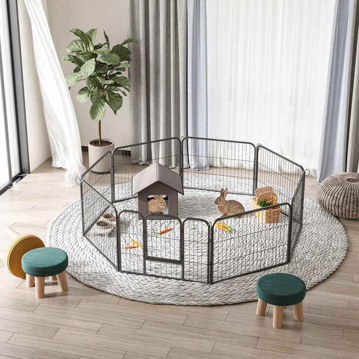Pawhut Heavy Duty Dog Playpen, 8 Panel 23.5\" Height Metal Pet Puppy Exercise Pen, Diy Design, Outdoo