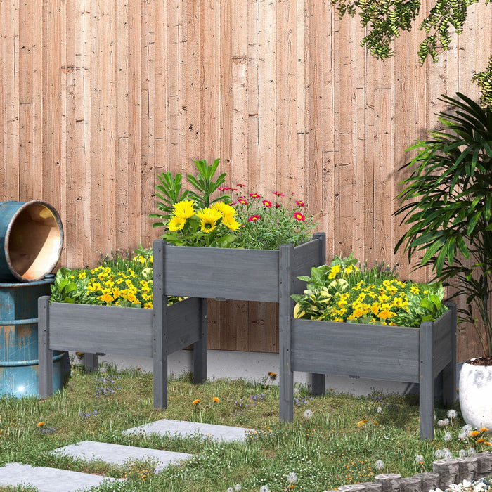 Outsunny 3-tier Raised Garden Bed, Elevated Planter Boxes, Freestanding Wooden Plant Stand For Veget