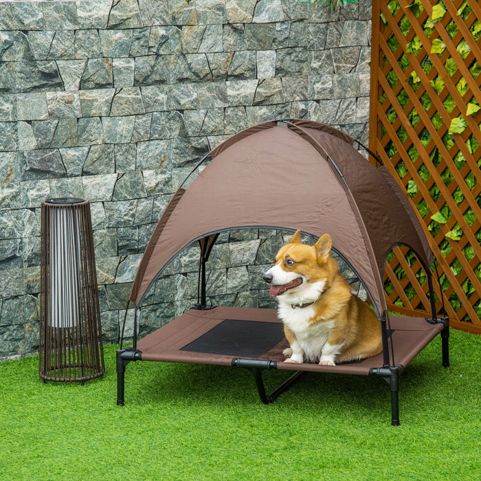 Pawhut Elevated Cooling Pet Bed Portable Raised Dog Cot With Canopy For Large Sized Dogs, Indoor & O