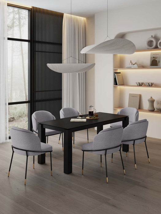 Flor and Rockaway Modern Industry Chic 7-Piece Dining Set in Gray and Black 